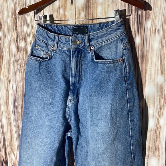 ASOS DESIGN TALL HIGH RISE STRETCH SLIM STRAIGHT LEG JEANS SIZE 26X36 MID WASH - Picture 2 of 9